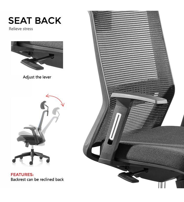 Ergonomic MID Back Mesh Adjustable Armrest Swivel Computer Guest Reception Chair