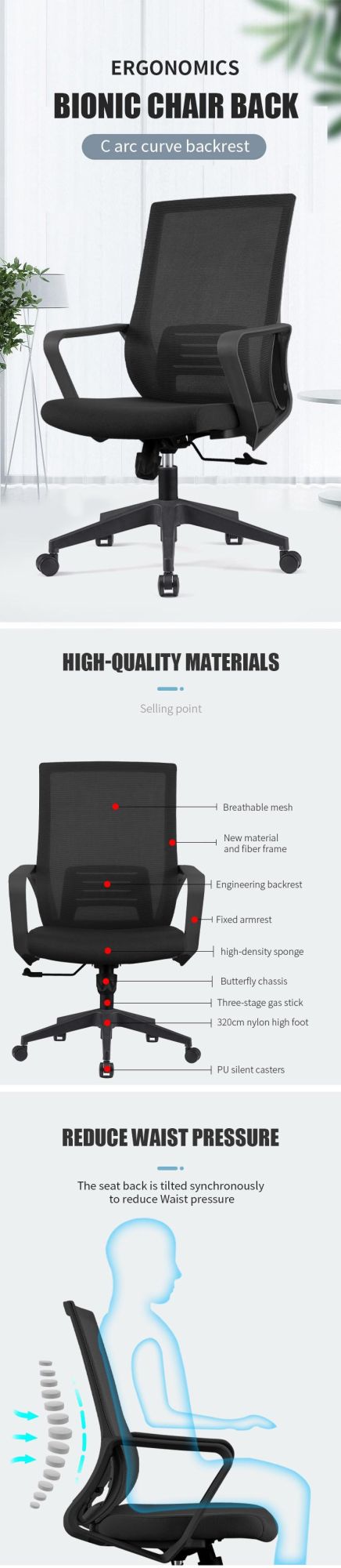 Promotion Cheap Workstation Furniture Gaming Chair Stock Office Mesh Staff Chair