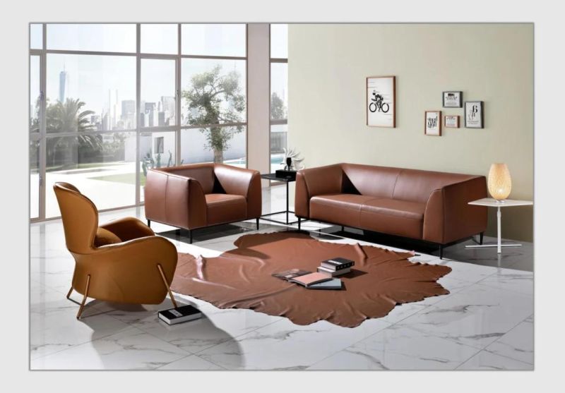 Zode Modern Home/Living Room/Office Furniture Design Furniture Sleeping Couch Sectional Orange Leather Sofa