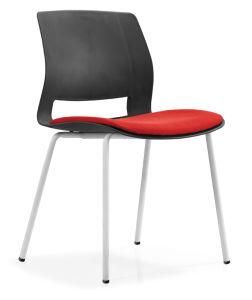Black+Red 4 Metal Legs Guest Visitor Meeting Plastic Fabric Home Chair