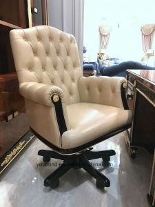 0069 Solid Wood Covered Luxury Veneer High Gloss Painting Executive Chair