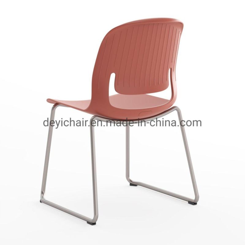 Red Color Plastic Shell Seat Cushion Optional New Design Chromed Finished Frame Stool Chair