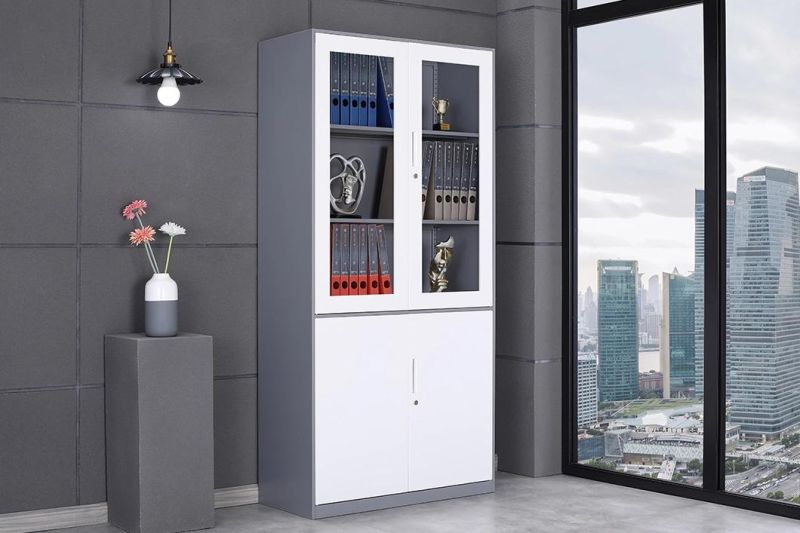 Modern Glass Door Filing File Steel Office Cabinet