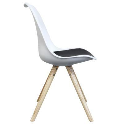 Home Furniture Seat Tulip Plastic Cafe Dining Chair with Wood Legs