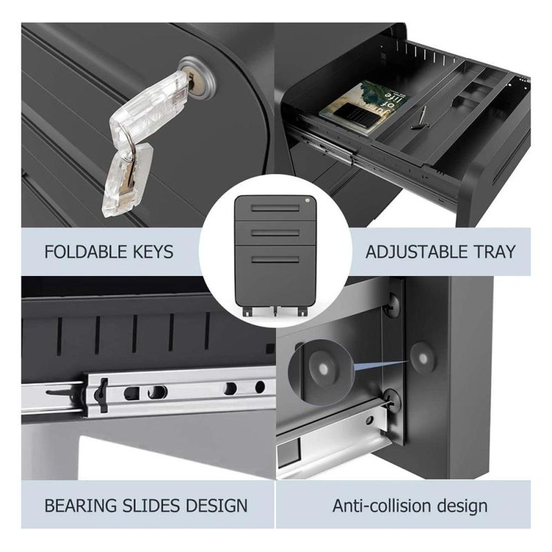 Office Furniture Movable Steel Cabinet 3 Drawers Mobile Cabinet