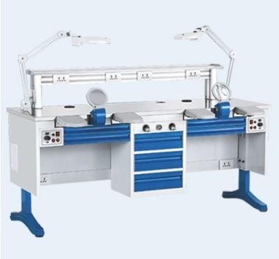 Dental Mechanic Table Single Double Mechanic Table Socket Dental Laboratory Bench 1.2m 1.6m Vacuum Cleaner Aluminum Feet