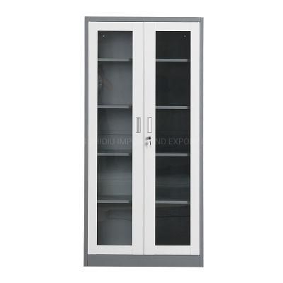 Swing Glass 2 Door Storage File Cabinet with Adjustable Shelves