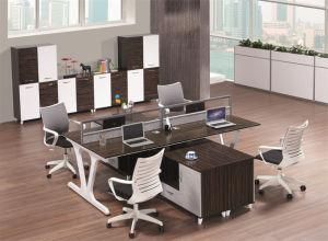 V Shape Legs 4 Seats Melamine Partition Workstation with Edge Ark