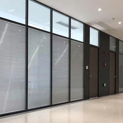 Meeting Room Aluminum Frame Glass Fixed Partition Wall with Doors