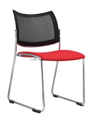 19mm Tube 1.5mm Thickness Sled Chrome Frame Mesh Back Cut Foam Seat Stackable Conference Chair