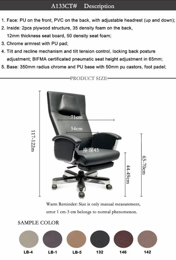 with Footrest Swivel Computer Chair Manager Executive Boss Leather Office Chair