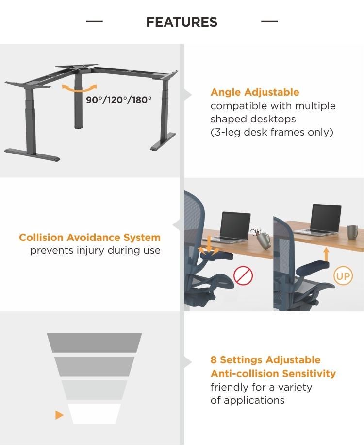 Modern Office Furniture Triple Motor Sit Stand Table Electric Height Adjustable Standing Computer Desk