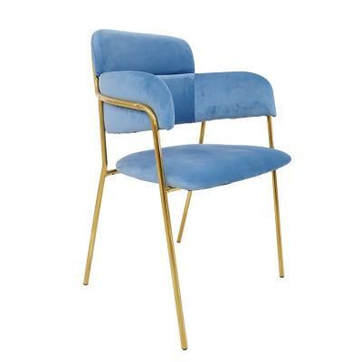 Modern Hotel Luxury Dinning Room Chair Set for Furniture Metal Stainless Steel Gray Velvet Tufted Fabric Restaurant Dining Chair