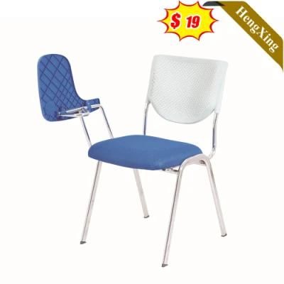 Customized Office White Color PP Plastic Backrest Blue Fabric Foam Cushion Seat Conference Training Chair School Furniture Student Chairs
