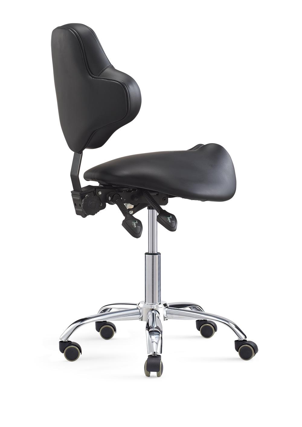 Rolling Saddle Stool with Backrest Height Adjustable Ergonomic Design Office Chair with Wheels for Beauty Salon Medical