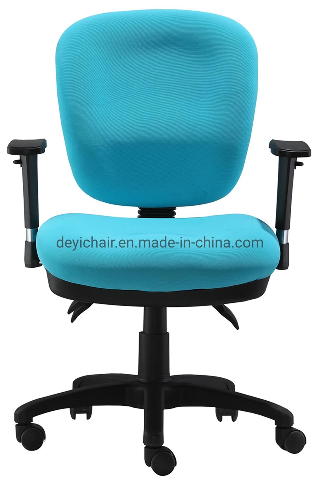 Red Color 3 Lever Light Duty Mechanism Without Armrest Nylon Base and Castors Low Back Fabric Chair