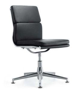 Chromed Steel Middle Back Conference Chair Fixed Chair