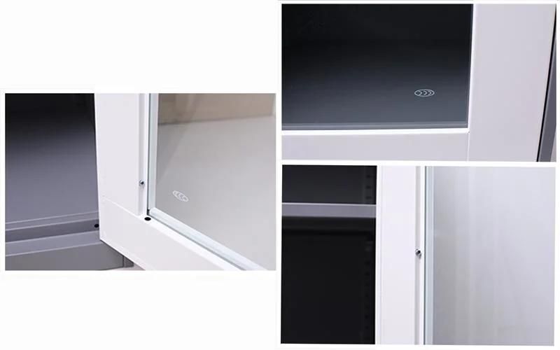 Useful Glass and Steel Double Door Metal Cabinet Metal Cupboard