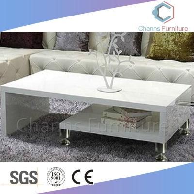 Foshan Furniture Elegant White Office Table Coffee Desk with Metal Legs (CAS-CF1802)