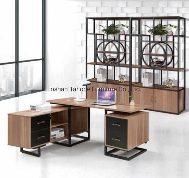 China Factory Wholesale Office Combined Cabinet Metal Leg Wood Desktop Manager Desk