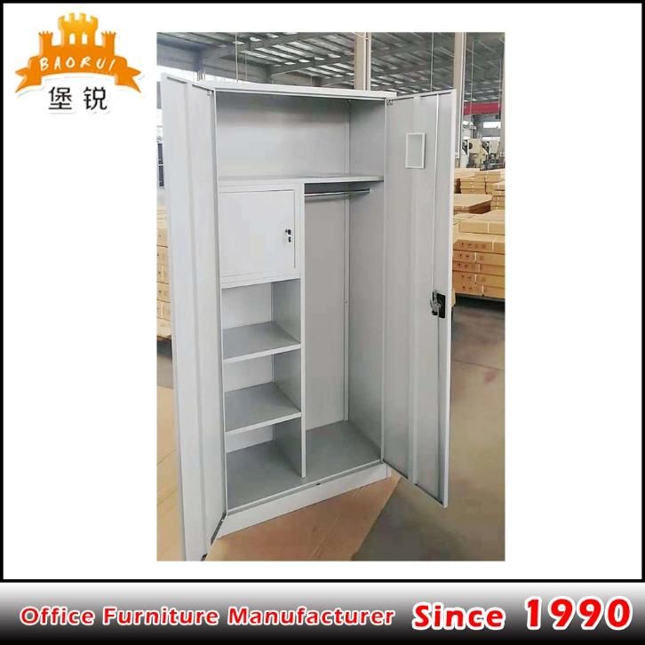 Chinese Knock Down Wardrobe Double Door Metal Locker Steel Almirah Design Cabinet