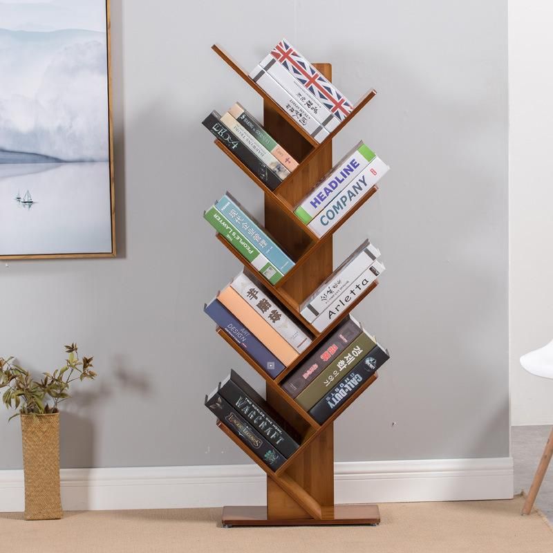 Tree Bookshelf, Bamboo Wood Bookcase, Book Rack, Storage Rack Shelves in Living Room, Free-Standing Books Holder Organizer