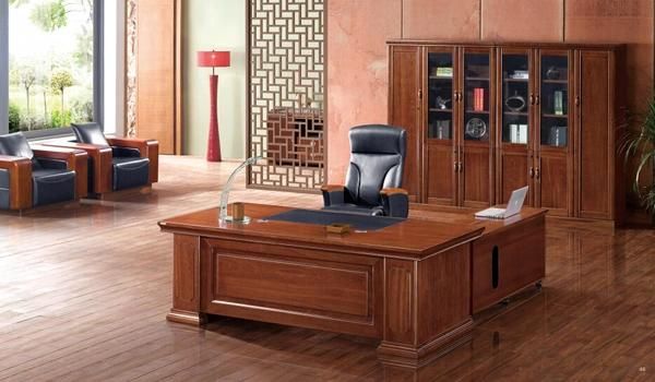 Walnut Wood Executive Office Table for CEO (FOH-B8G241)