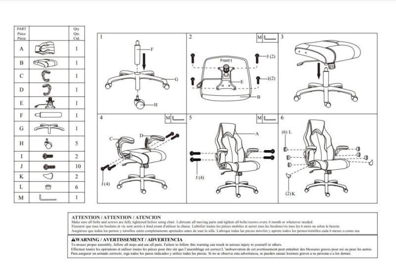 Ergonomic Design Upholstered Swivel Adjustable Computer Gamer Chair