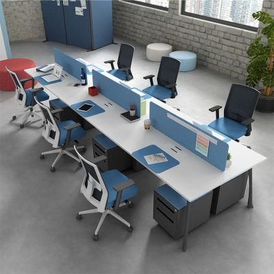 Commercial Steel Frame Office Furniture Project 6 Person Cluster Workstation Office Desk with Movble Pedestals