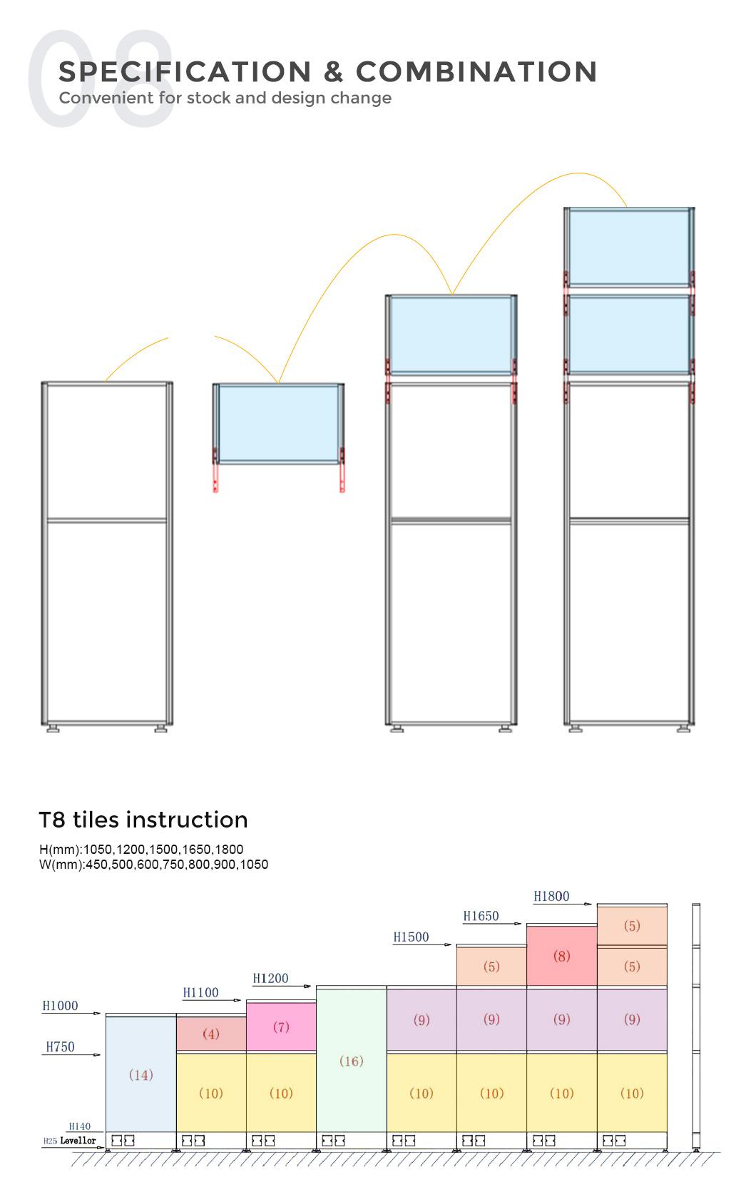 Classic Office Aluminum Profile Partition Desk Workstation with Desktop Partition