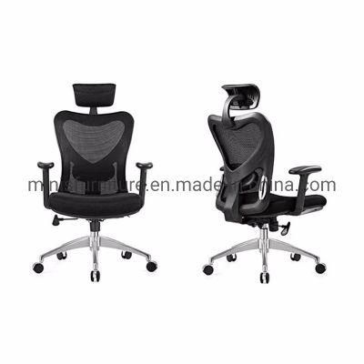 (M-OC1147) Office Aluminium Black Mesh Fabric Chair with Removable Headrest