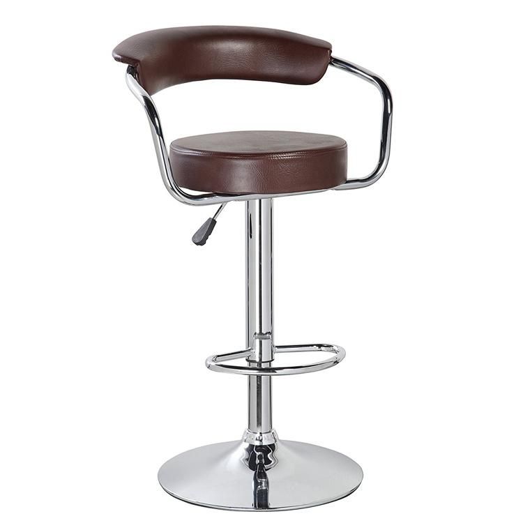 Leather Bar Chair with Lumbar Support Bar Stool with Footrest