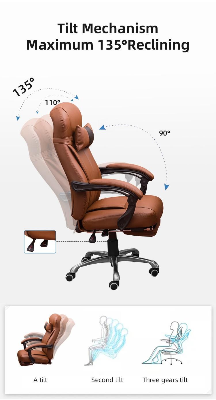 2022 Cheap Luxury Office Chair Swivel PU Leather Ergonomic Boss Executive Officer Chair with Footrest