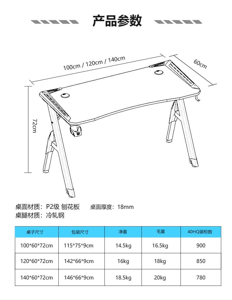 Aor Esports Customizes Furniture Bedroom Dormitory RGB LED Light Desktop Laptop Student Study Computer Table Gamer Competitive Chair Gaming Desk for Home Office