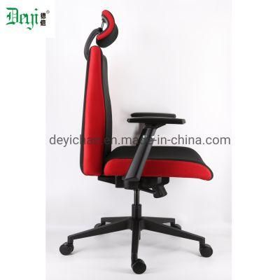 Black and Red Fabric Upholstery Back and Seat PU Surface Arm High Back Functional Computer Office Chair