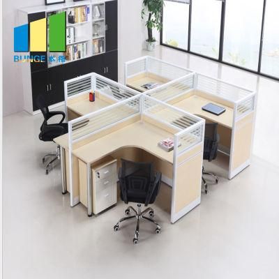 Modern Office Table Tops Office Wood Furniture 4 Person Workstations