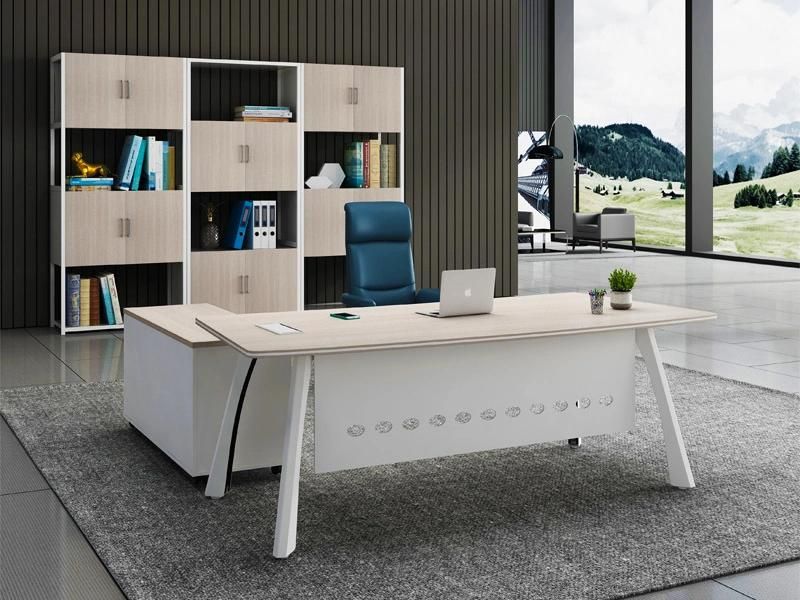 Factory Price Chairman Office CEO Movable Computer Director Manager Desk with Vice Cabinet