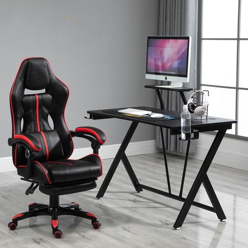RGB Gaming Table Computer Desk Racing Style Office Table Gamer PC Workstation Gaming Desk with Cup Holder Earphone Stand