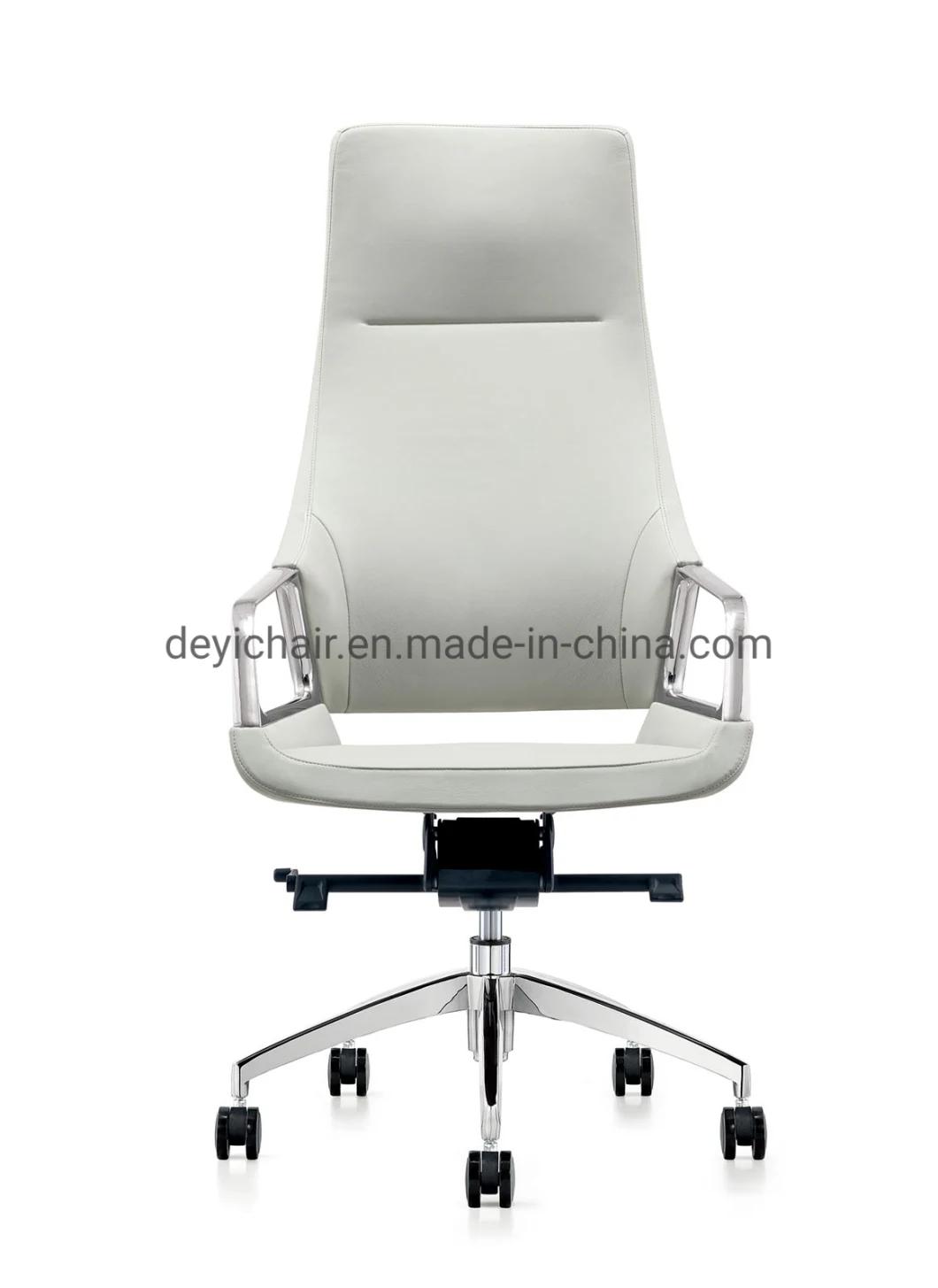 Aluminum Base Medium Back Style PU / Leather Upholstery for Seat and Back Sychronize Mechanism PU Castor Chair