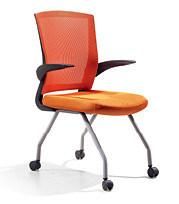 Orange Modern 4 Legs PP Armrest Waiting Computer Training Chair