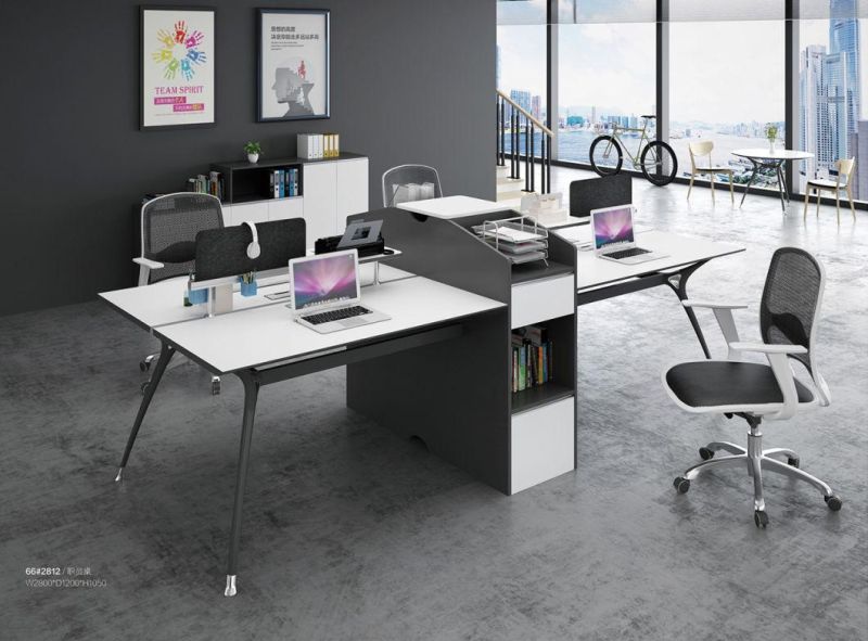 Elegant Design Staff Melamine Office Workstation 4 Seat Partition