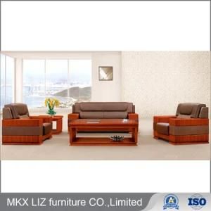 Hot Sale Office Furniture Teak Wood Genuine Leather Sofa (S945)