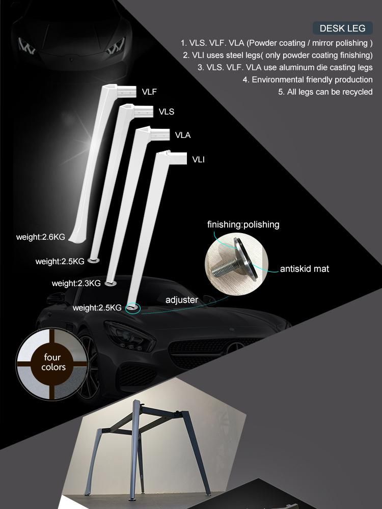 Customized Heavy Duty Office Furniture Desk Feet Steel Die-Discasting Aluminum Metal Table Legs