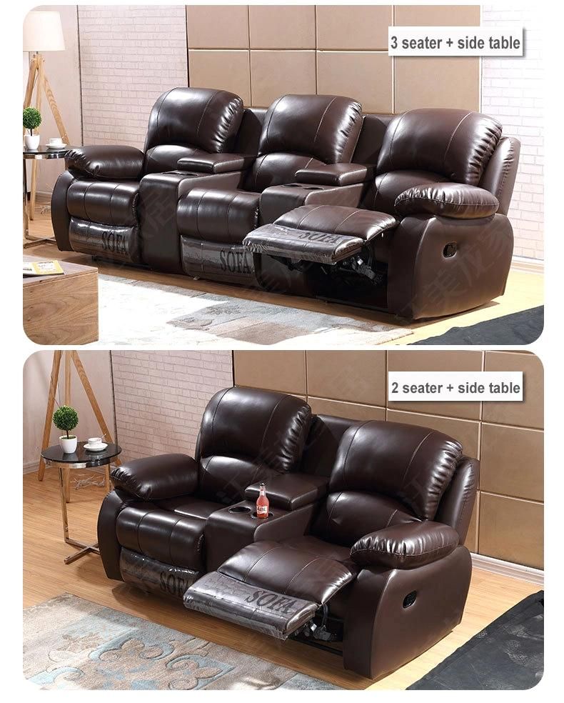 American Style Luxury Living Room Electric Audience Recliner Leather Sofa Set
