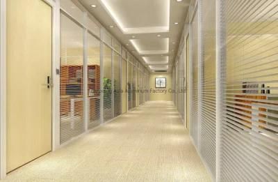 Aluminum Framed Office Partition with Shutter Glass Wall Panel