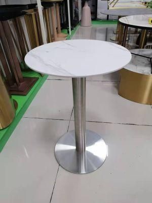 Modern Simple Milk Tea Shop Stainless Steel Round Wall Table for The Living Room / Bedside / Coffee Room Decorate Side Table