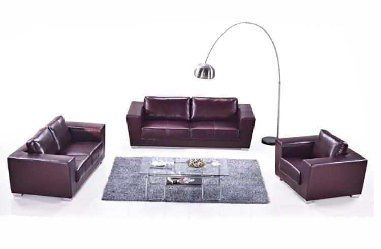 Top Cow Leather Office Sofa /Reception Sofa with Stainless Steel Base