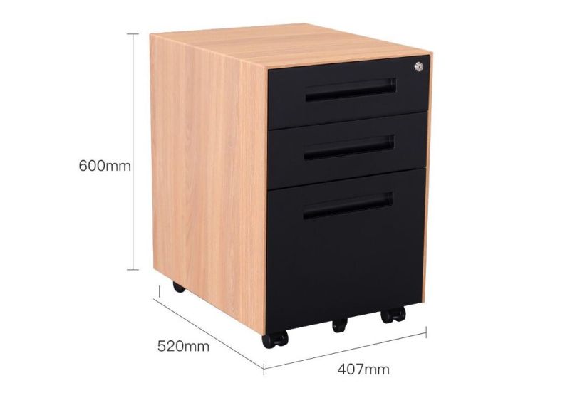 Office Equipment Steel Vertical 3 Drawers Mobile Cabinet Pedestals