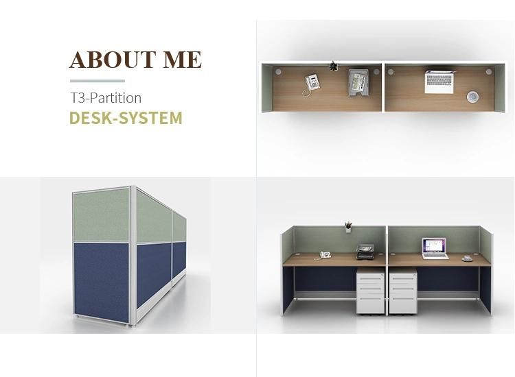 Customized T3 Series Used 32mm Thickness Partitions Modular One Side Office Cubicle 2 Person Workstation