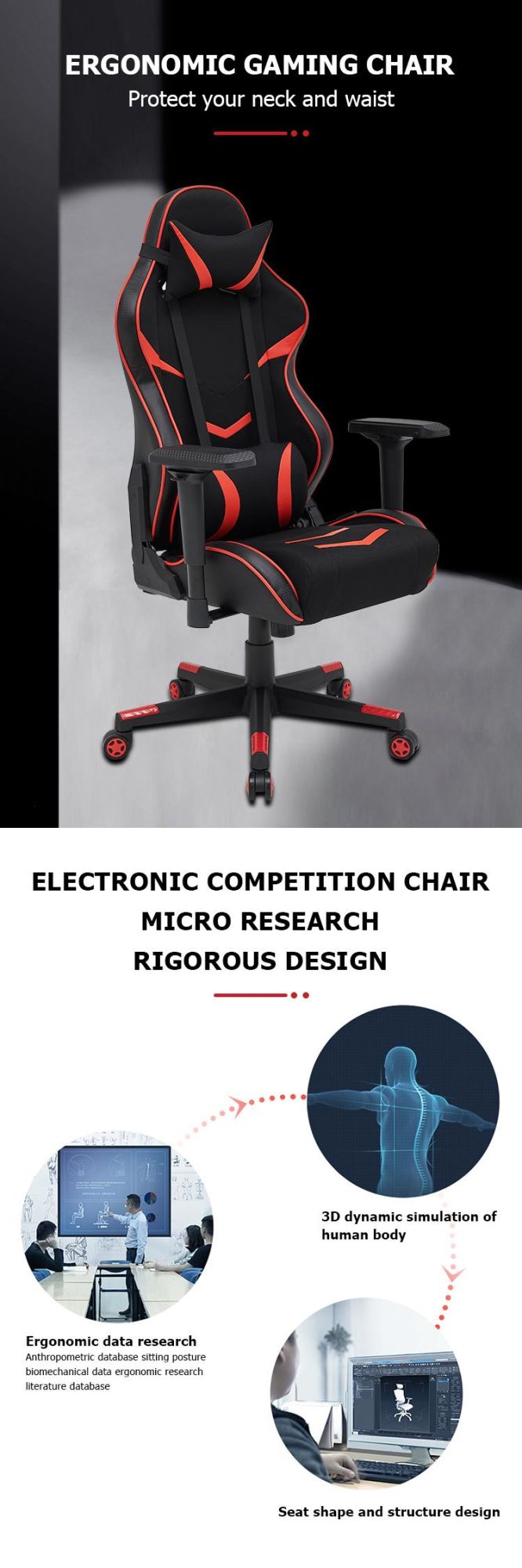 Single Adjustable High-Quality Game Chair with Steel Frame Structure